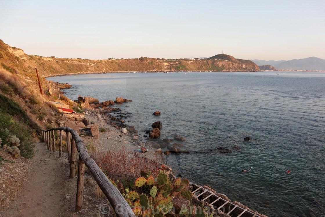 "Milazzo - Panorama dal sentiero per Capo Milazzo al tramonto" stock image