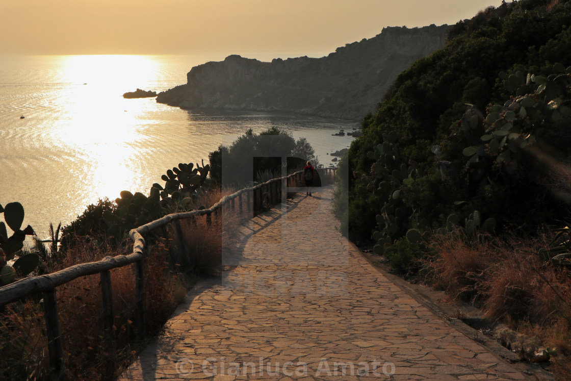 "Milazzo - Sentiero per Capo Milazzo al tramonto" stock image