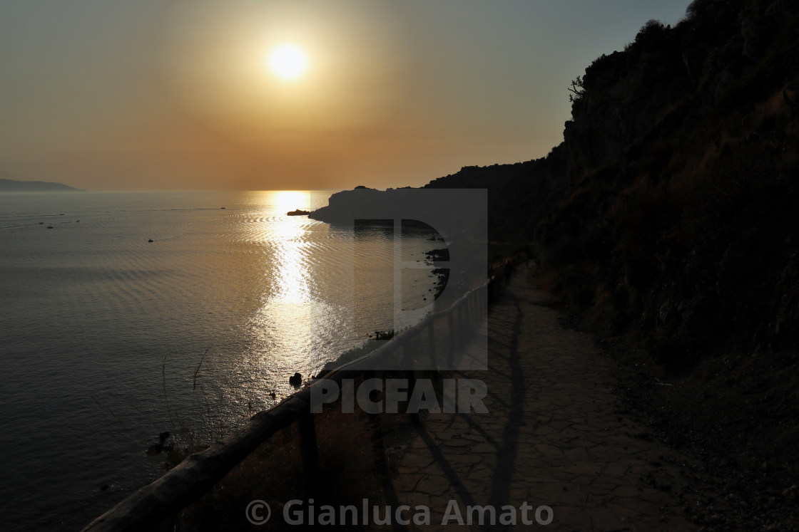 "Milazzo - Sentiero per Capo Milazzo in controluce" stock image