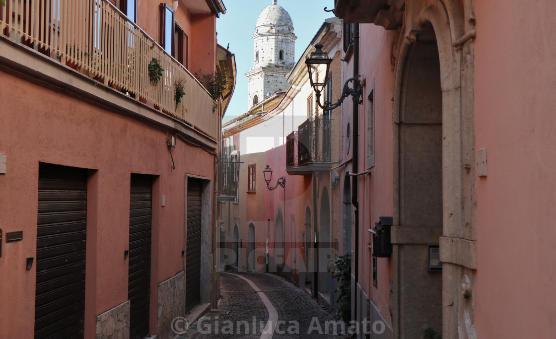 "Nusco - Campanile del duomo dal vicolo" stock image