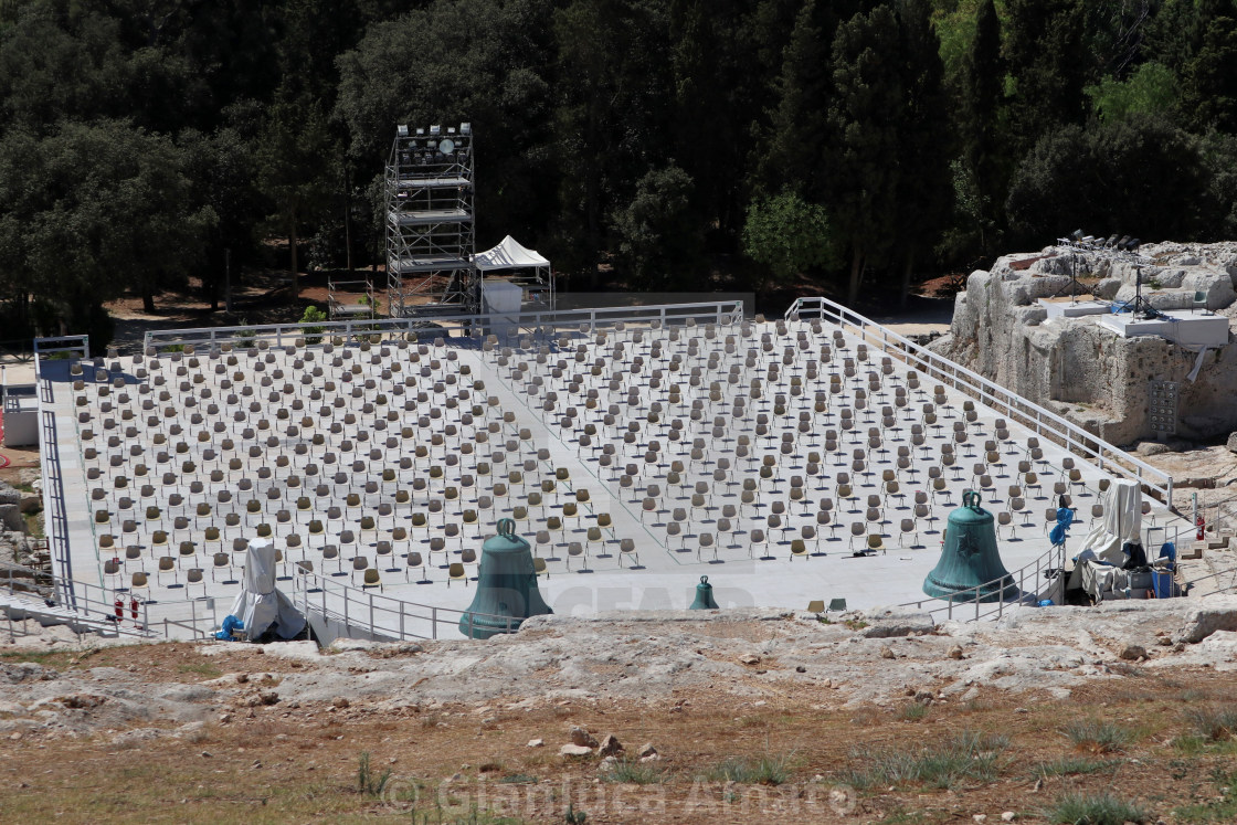 "Siracusa - Platea del teatro greco nel Parco Archeologico della Neapolis" stock image