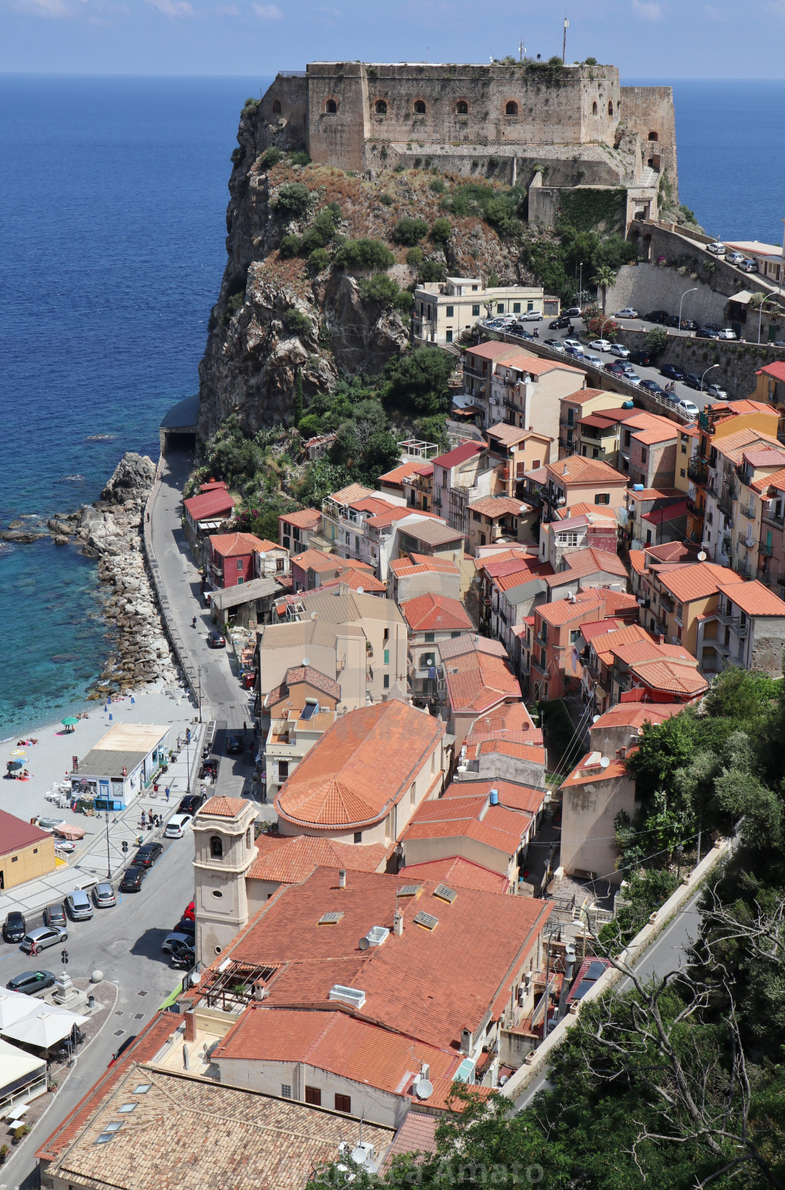 "Scilla - Panorama del castello da Via Panoramica" stock image