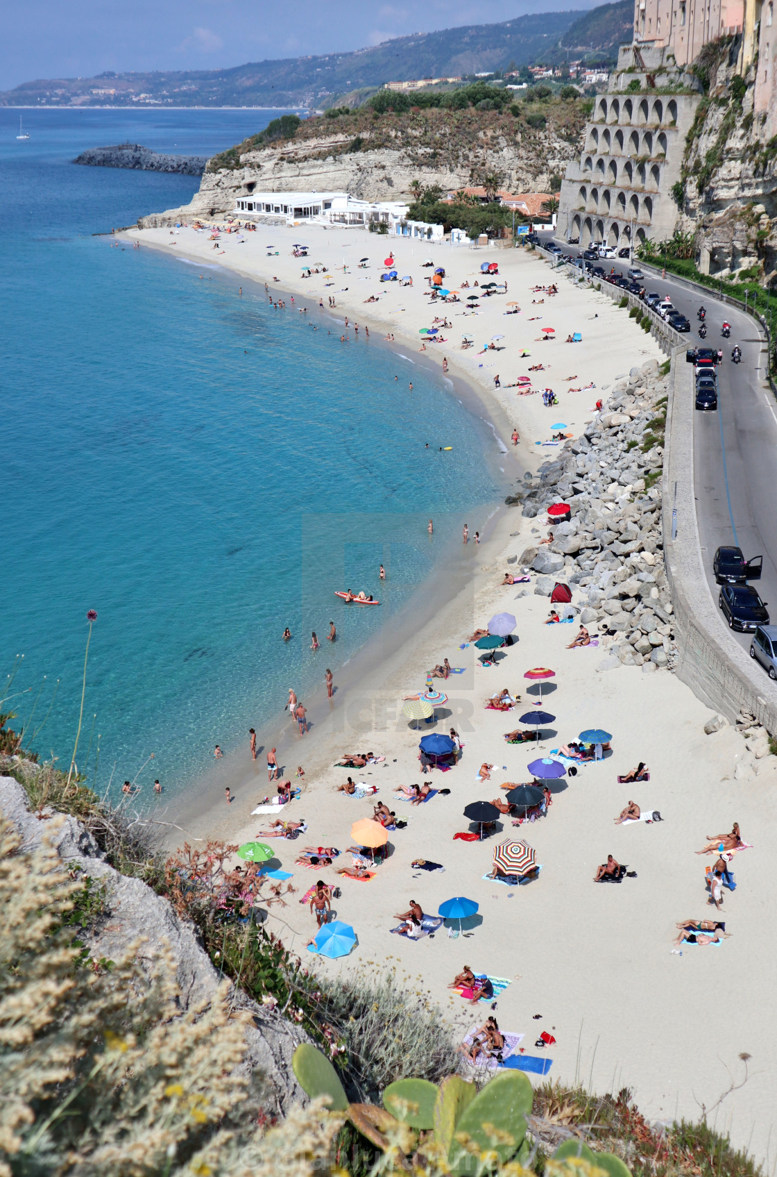 "Tropea - Panorama delle spiagge dalla scala di accesso del Santuario" stock image