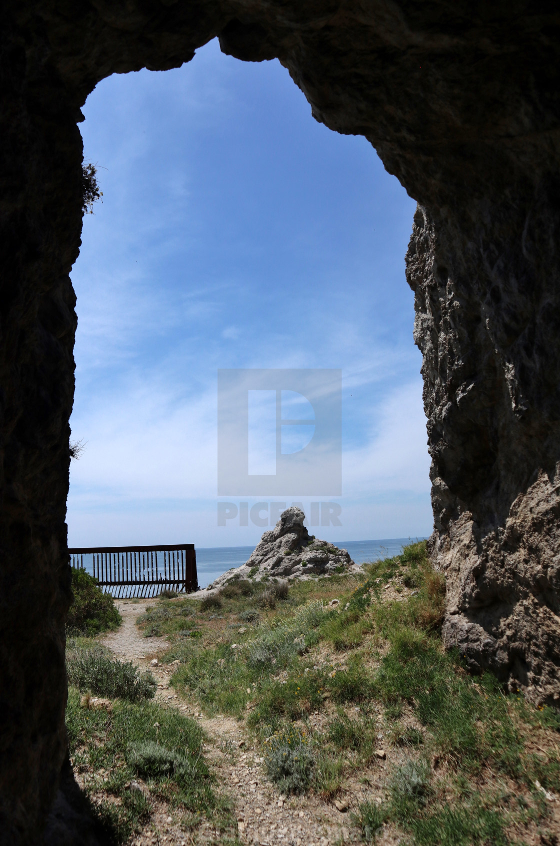 "Erchie - Scorcio panoramico dal tunnel della ex cava dell'Italsider" stock image