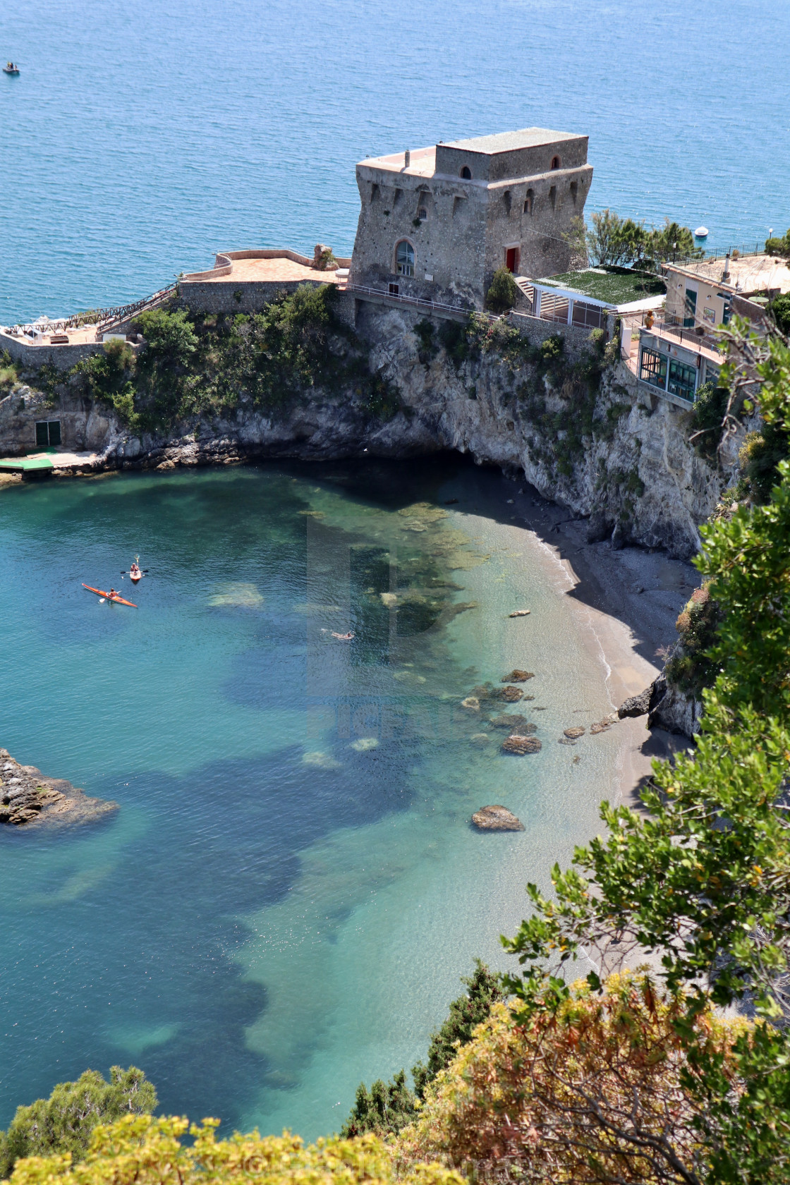 "Erchie - Spiaggia del Cauco dalla strada costiera" stock image