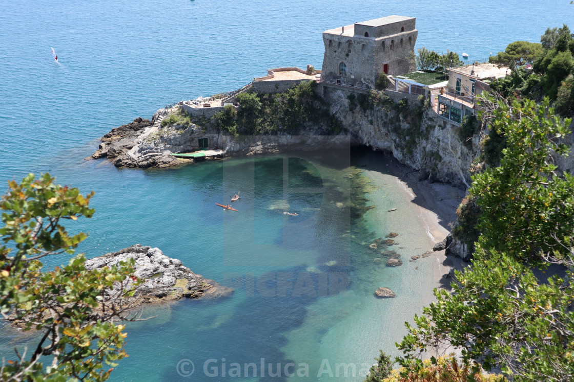 "Erchie - Torre La Cerniola prospiciente la Spiaggia del Cauco" stock image