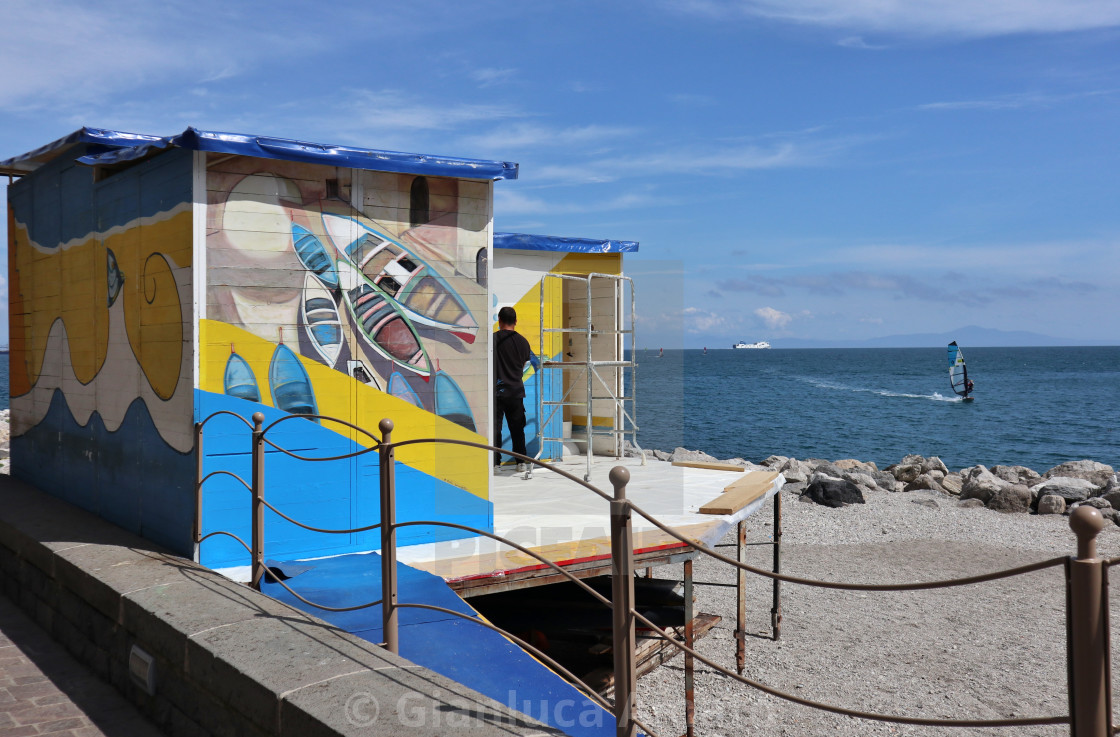 "Cetara - Lido in manutenzione sulla Spiaggia della Marina" stock image