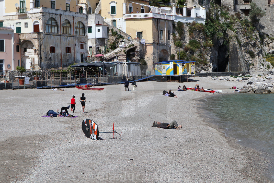 "Cetara - Arenile della Spiaggia della Marina" stock image