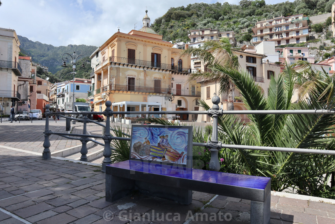 "Cetara - Panchina d'autore in Via Marina" stock image