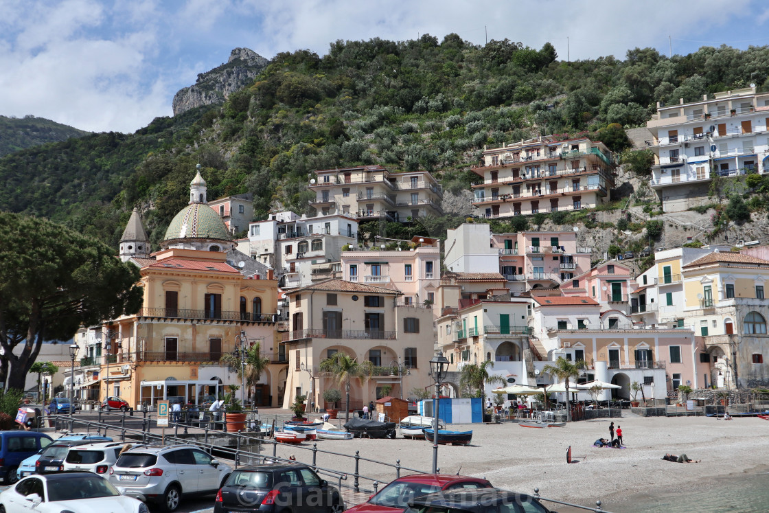 "Cetara - Panorama del borgo dal pontile di imbarco" stock image