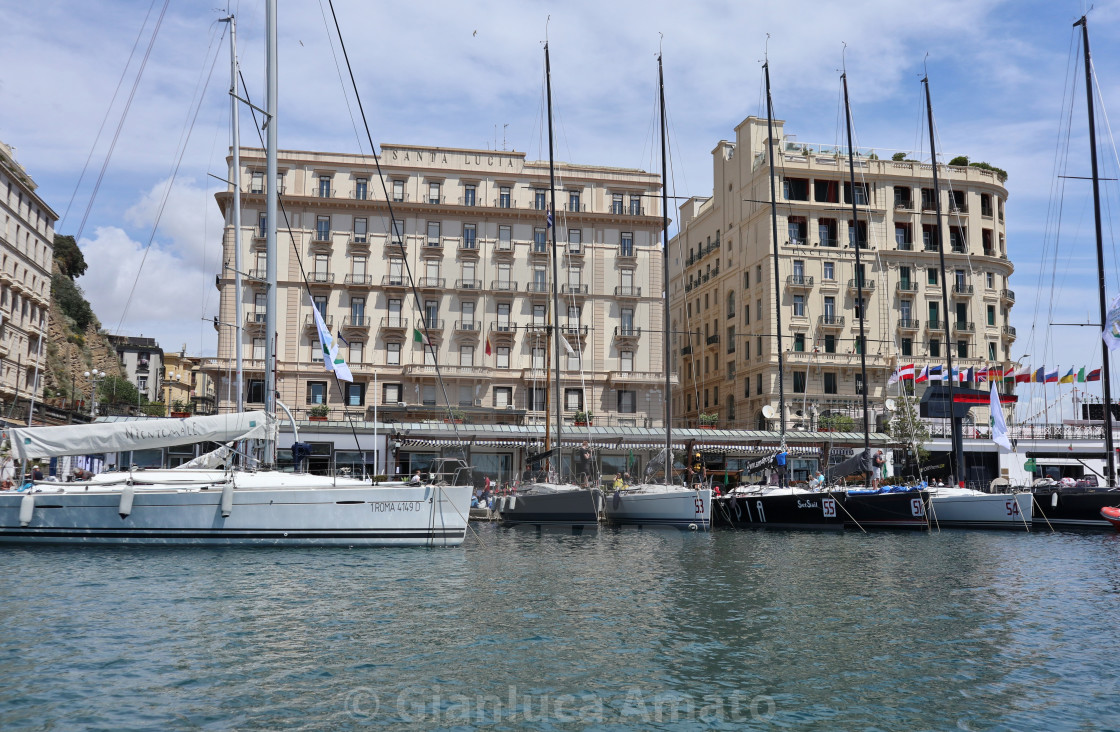 "Napoli - Hotels del Lungomare Partenope dalla barca" stock image