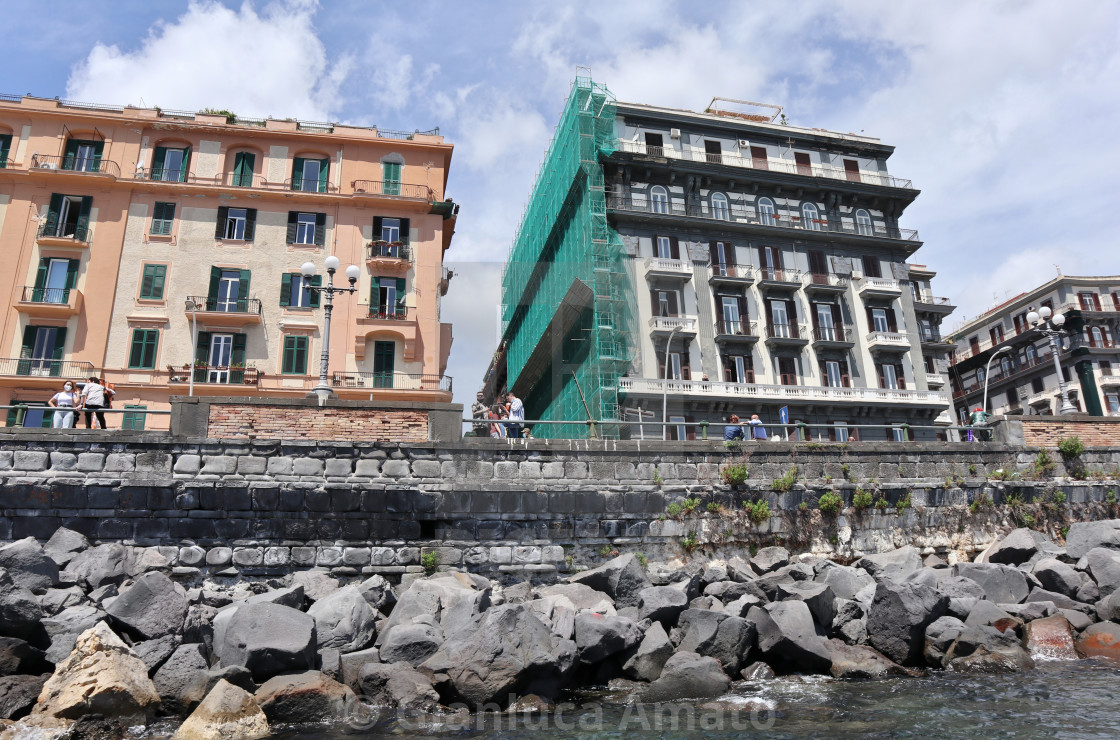 "Napoli - Lungomare Nazario Sauro dalla barca" stock image