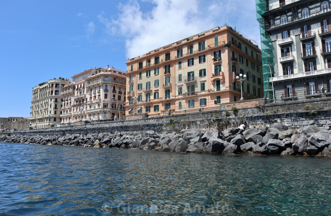 "Napoli - Scorcio del lungomare di Via Nazario Sauro dalla barca" stock image