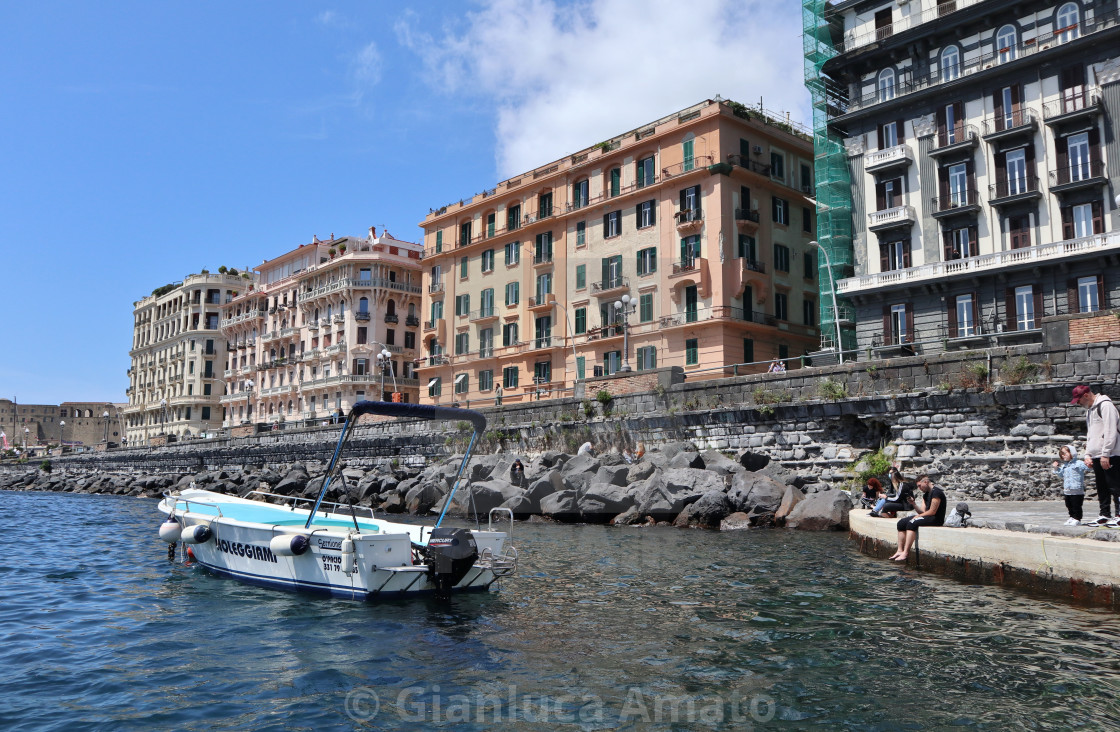 "Napoli - Scorcio del molo in Via Nazario Sauro dalla barca" stock image