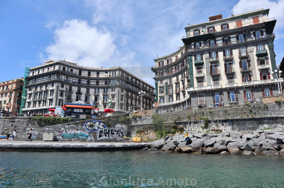 "Napoli - Scorcio del molo di Via Nazario Sauro dalla barca" stock image