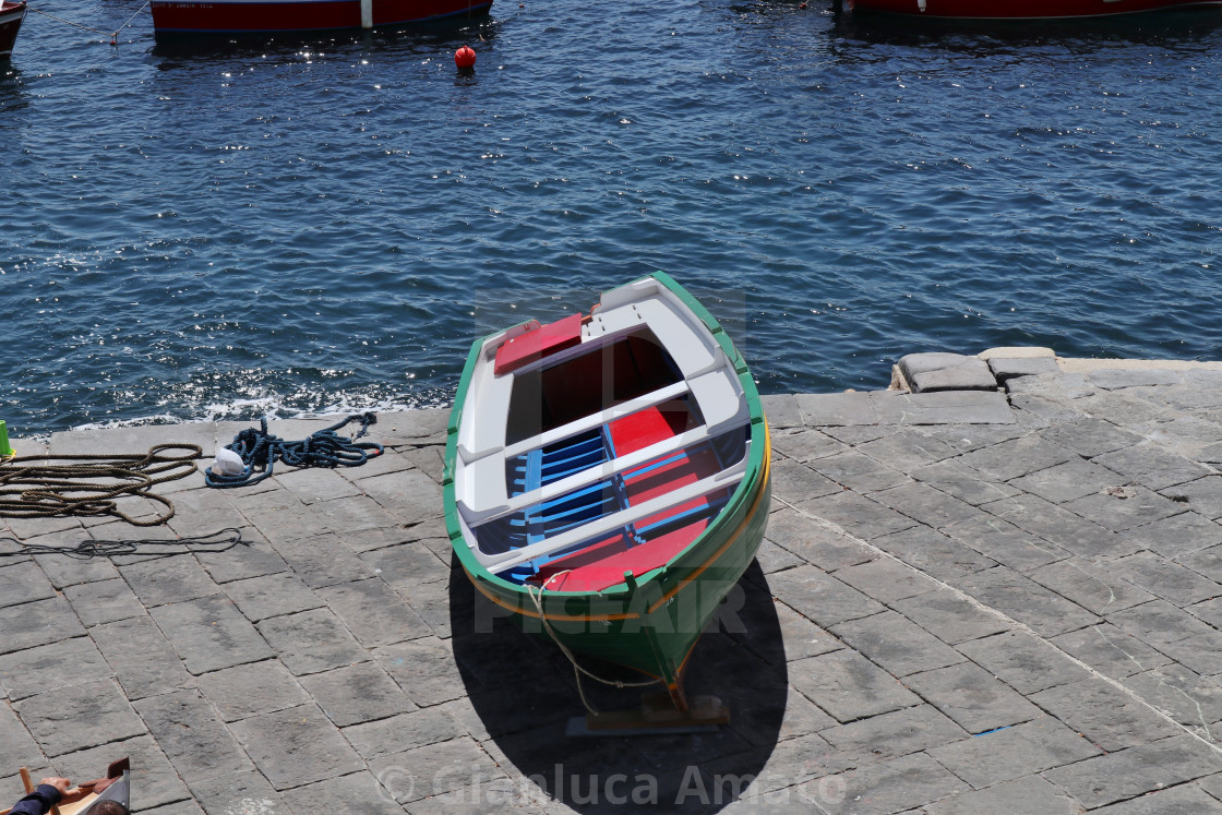 "Napoli - Barca al molo di Via Nazario Sauro" stock image