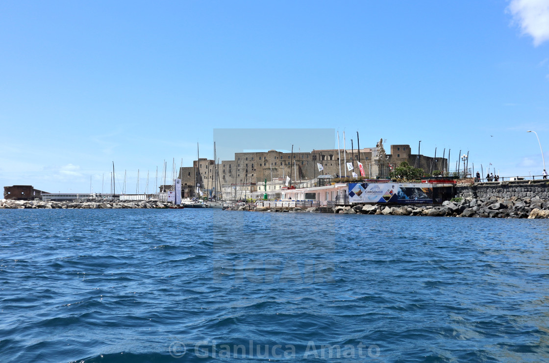 "Napoli - Panorama del Porticciolo di Santa Lucia dalla barca" stock image