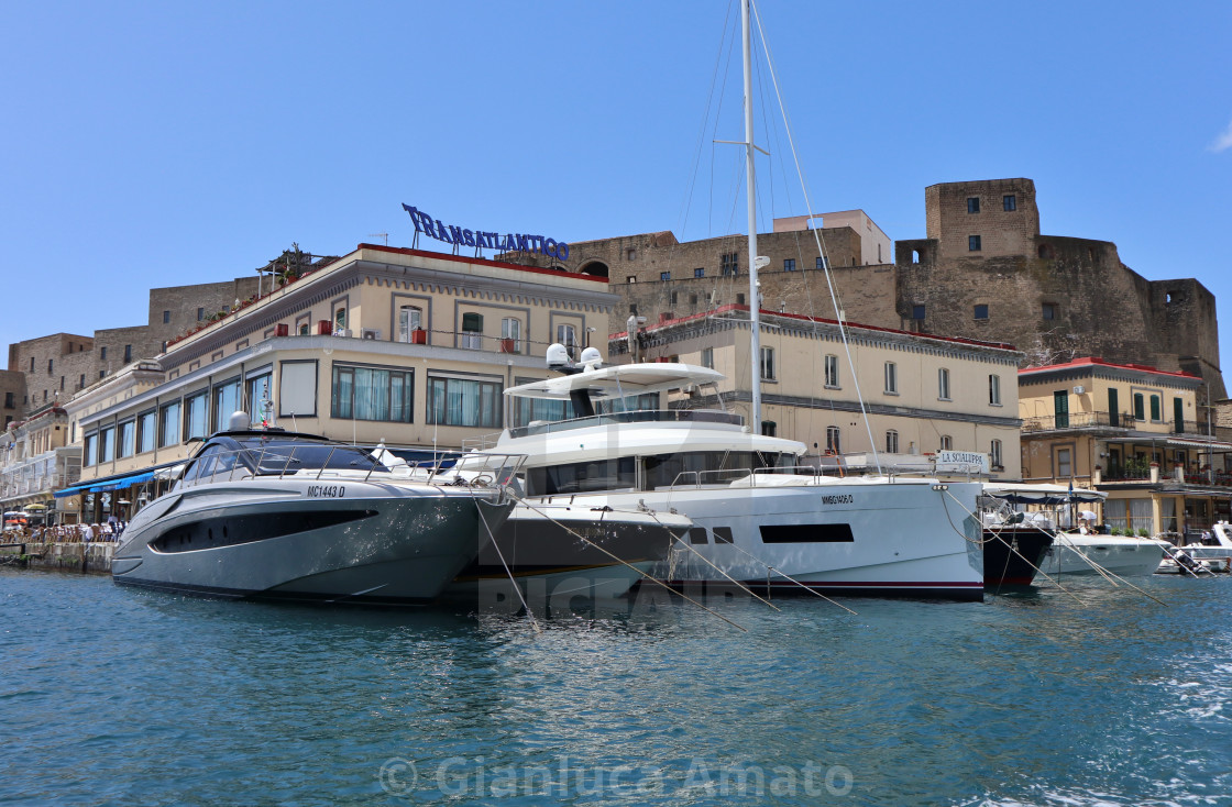 "Napoli - Barche ormeggiate al Porticciolo di Santa Lucia" stock image