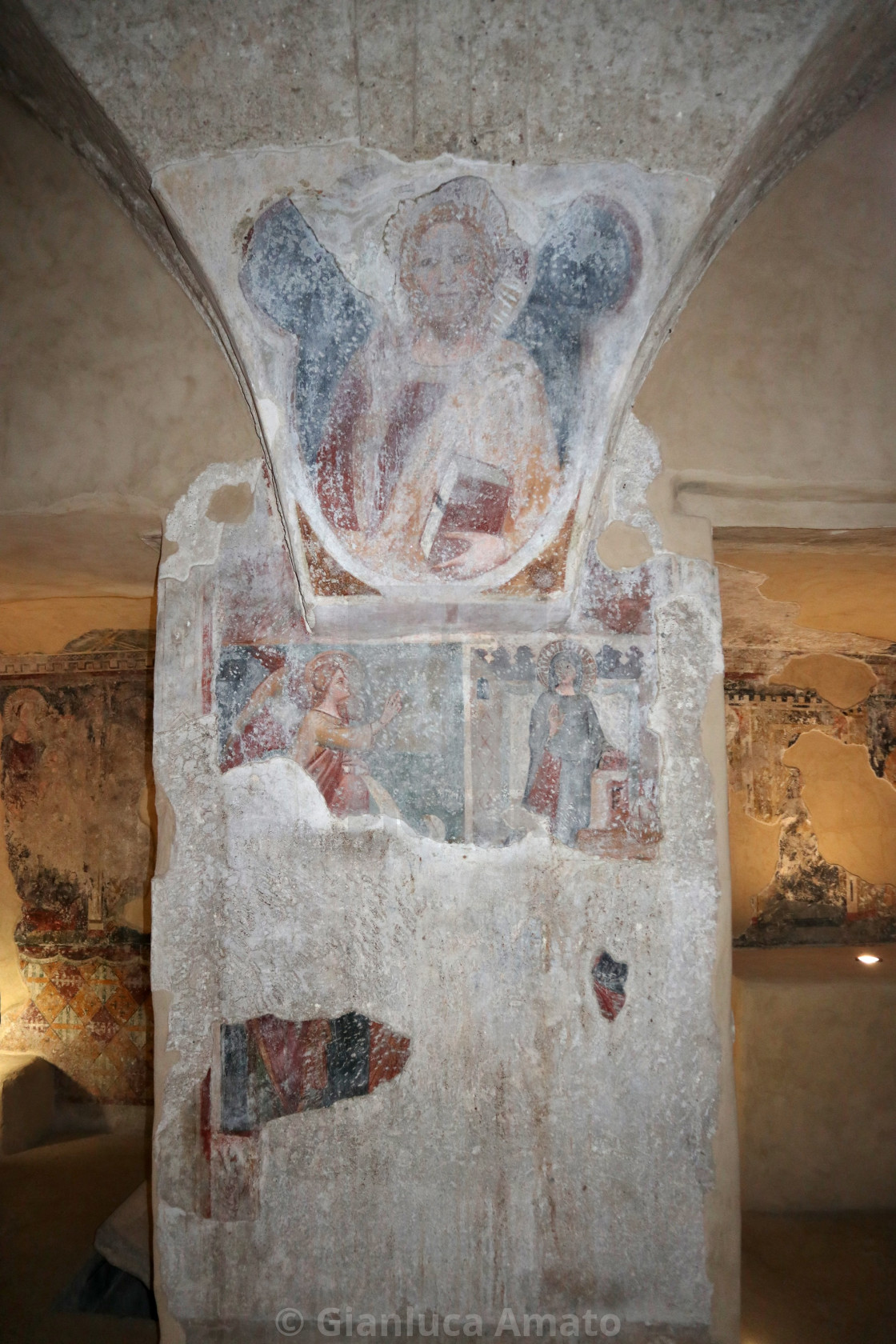 "Ischia - Frammenti di affreschi nella cripta della Cattedrale dell'Assunta al Castello Aragonese" stock image