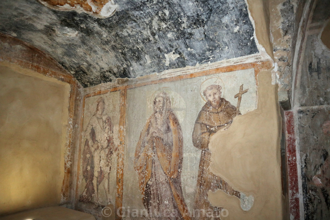 "Ischia - Pareti affrescate della cripta della Cattedrale dell'Assunta al Castello Aragonese" stock image