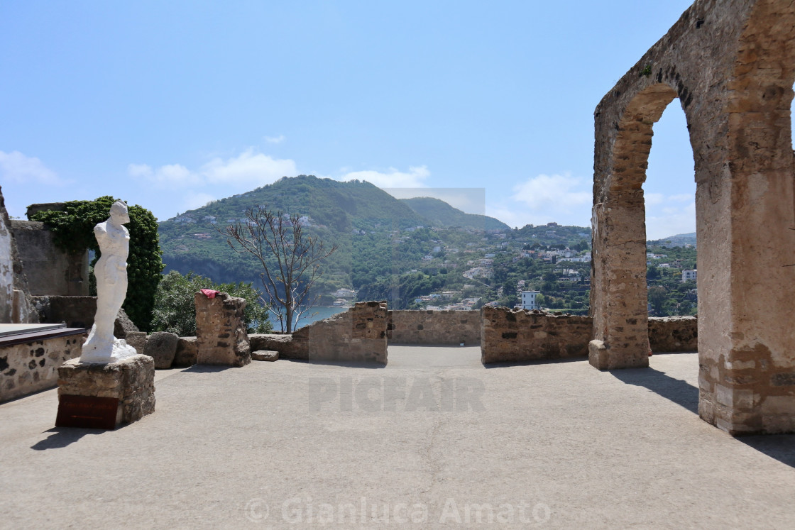 "Ischia - Panorama dalla navata della Cattedrale dell'Assunta al Castello Aragonese" stock image