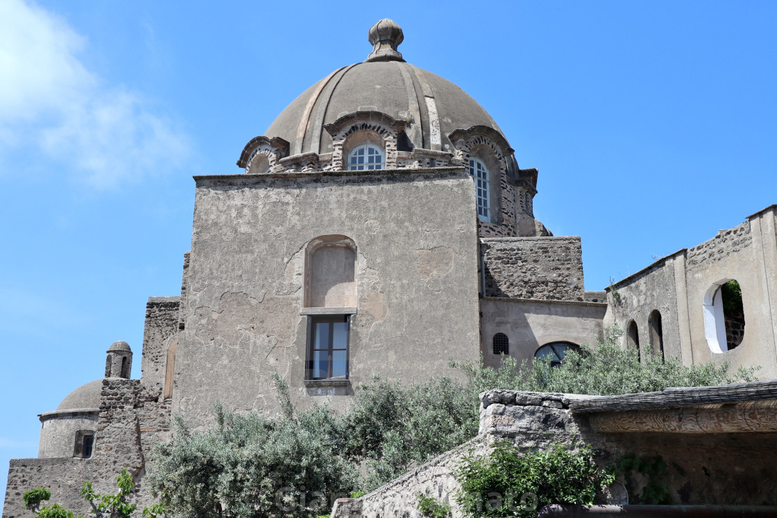 "Ischia - Cupola della Chiesa dell'Immacolata al Castello Aragonese" stock image