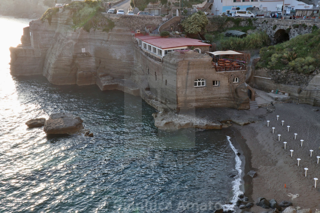 "Sant'Angelo d'Ischia - Ristorante Lo Scoglio dalla litoranea al tramonto" stock image