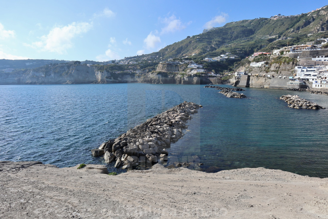 "Sant'Angelo d'Ischia - Scogliera frangiflutti dall'Isola di Sant'Angelo" stock image