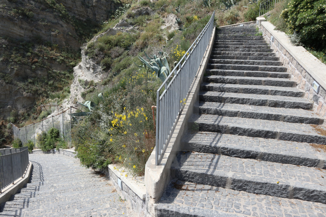 "Ischia - Scalinale di accesso alla Baia di Sorgeto" stock image