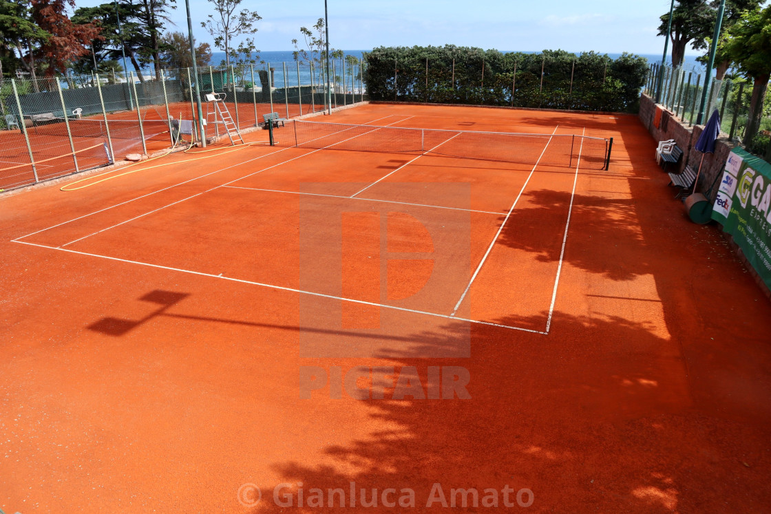 "Ischia - Campo da tennis in terra rossa sul Lungomare Colombo" stock image