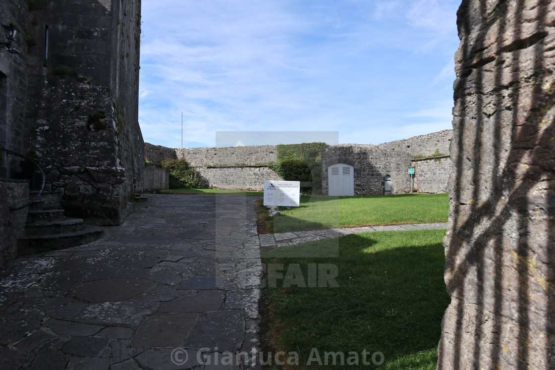 "Kinvara – Scorcio del Castello di Dunguaire dal cancello di accesso" stock image