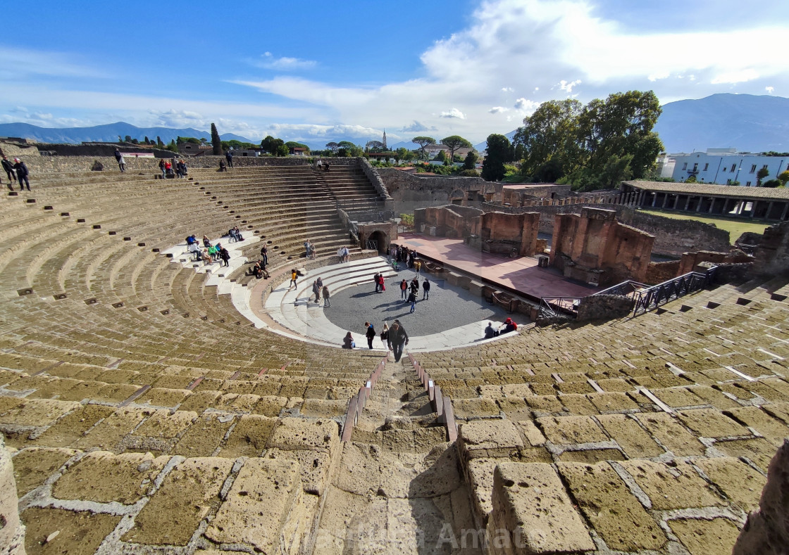 "Pompei - Panorama dalle gradinate del Teatro Grande" stock image