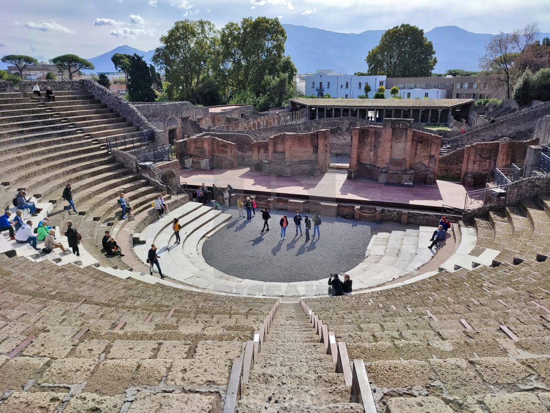 "Pompei - Teatro Grande dall'alto delle gradinate" stock image