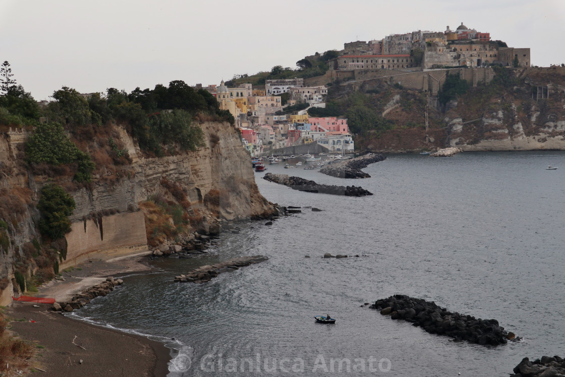 "Procida – Marina di Corricella dalla terrazza panoramica di Villa Eldorado" stock image