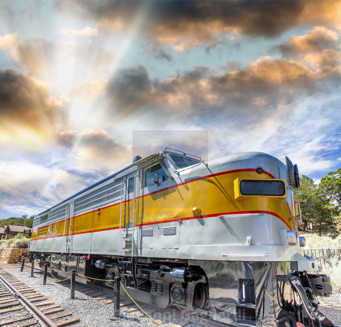 "View of train in Gran Canyon National Park railway station on a sunny summer day" by Giovanni Gagliardi - $7.68 "View of train in Gran Canyon National Park railway station on a sunny summer day" stock image