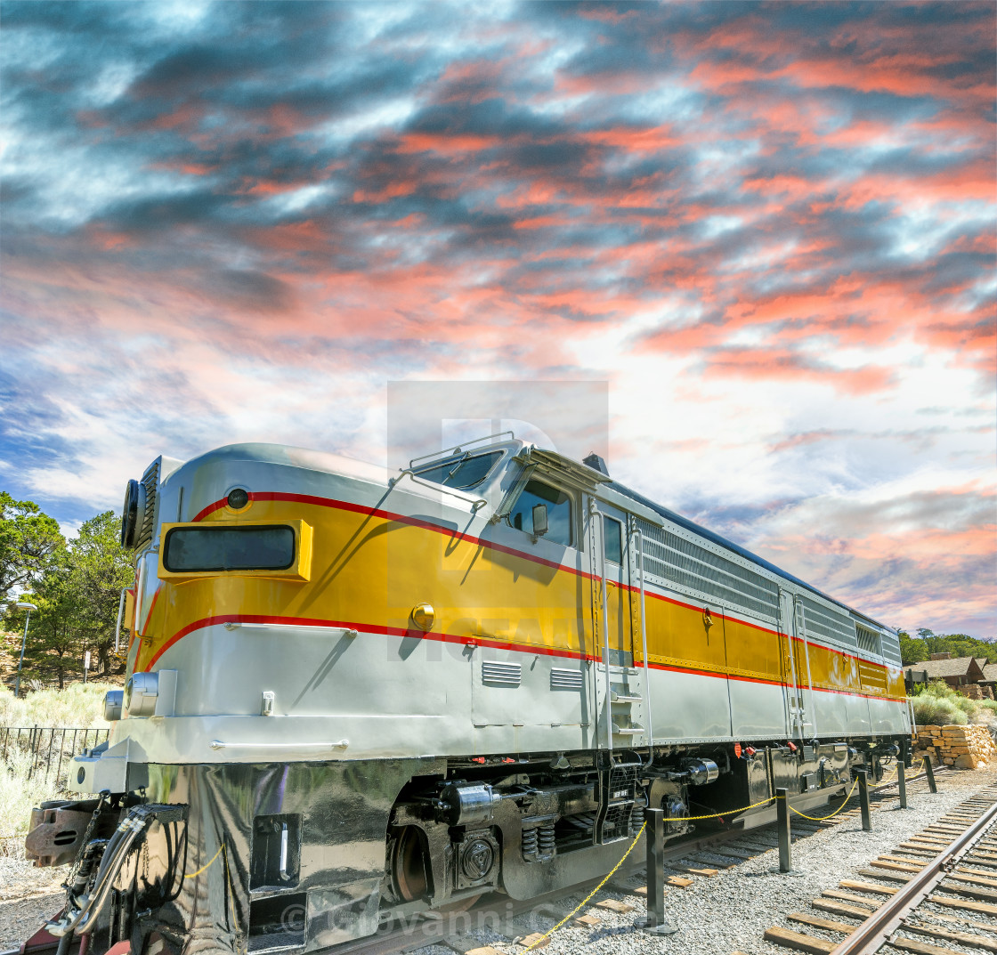 "View of train in Gran Canyon National Park railway station on a sunny summer day" by Giovanni Gagliardi - $7.68 "View of train in Gran Canyon National Park railway station on a sunny summer day" stock image