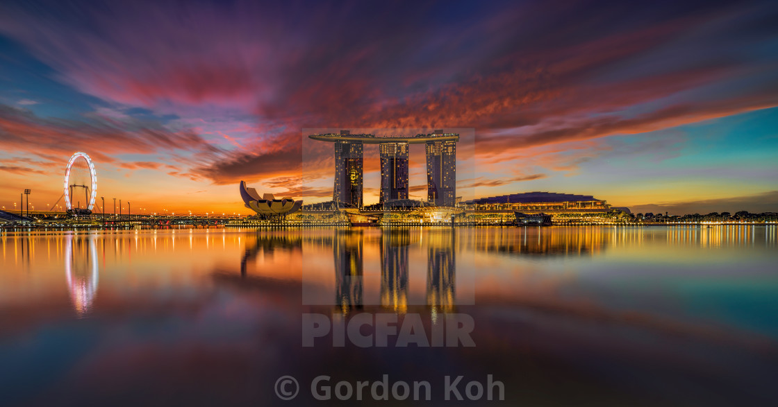 "Sunrise over the Marina Bay Sands Hotel" stock image