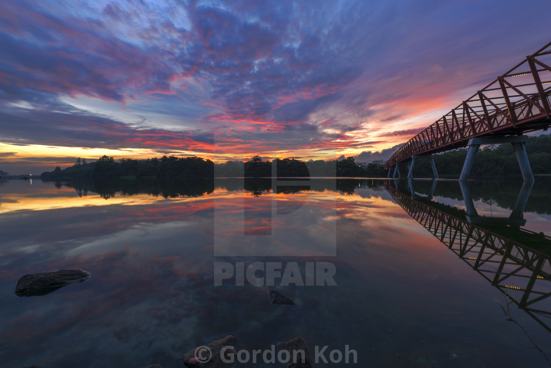 "Sunrise at the Halus Bridge" stock image