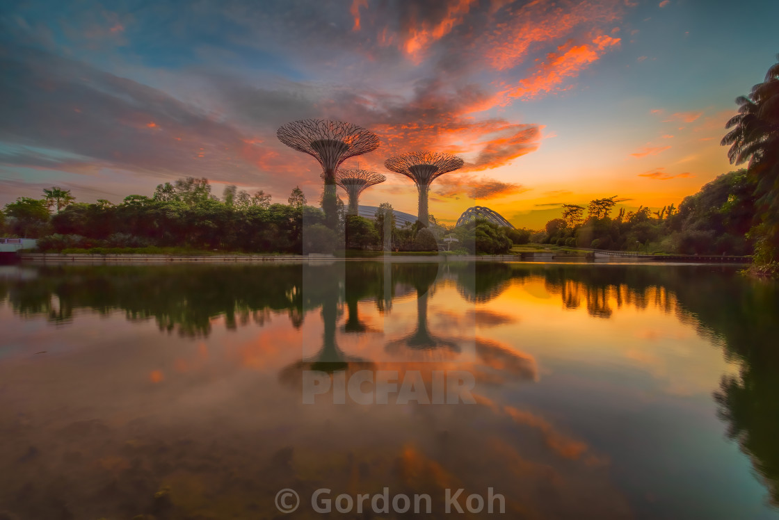 "Gardens by the Bay sunrise" stock image