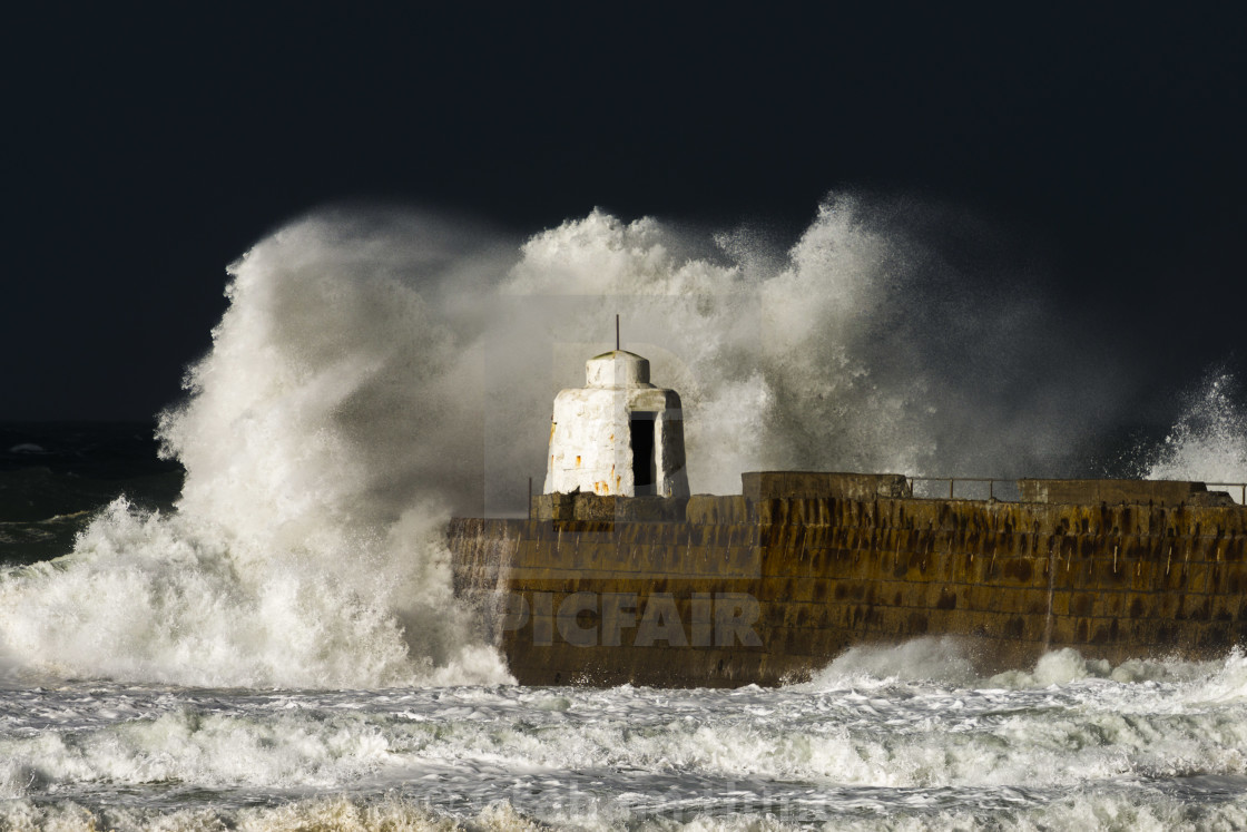 "Reminants of Hurricane Epsilon, Portreath, Cornwall, UK" stock image