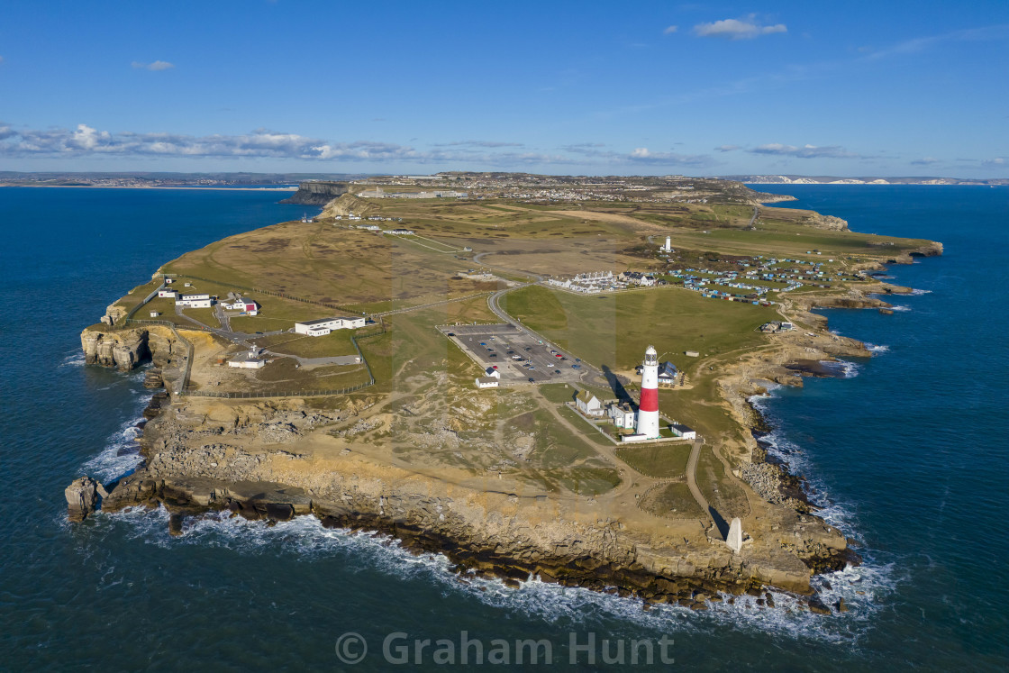 "Cold and Sunny at Portland Bill in Dorset, UK." stock image