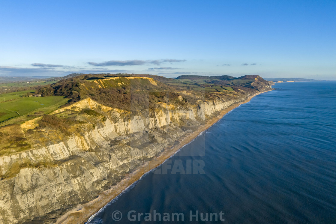 "Winter sunshine at Charmouth in Dorset, UK." stock image