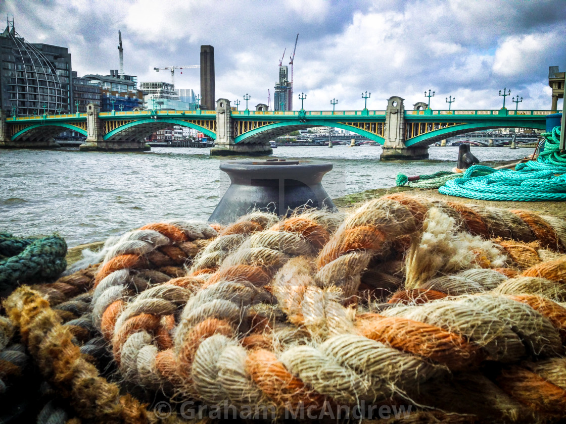 "Thames river and ropes" stock image