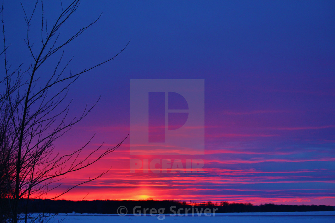 "Red Reflection Sunset" stock image