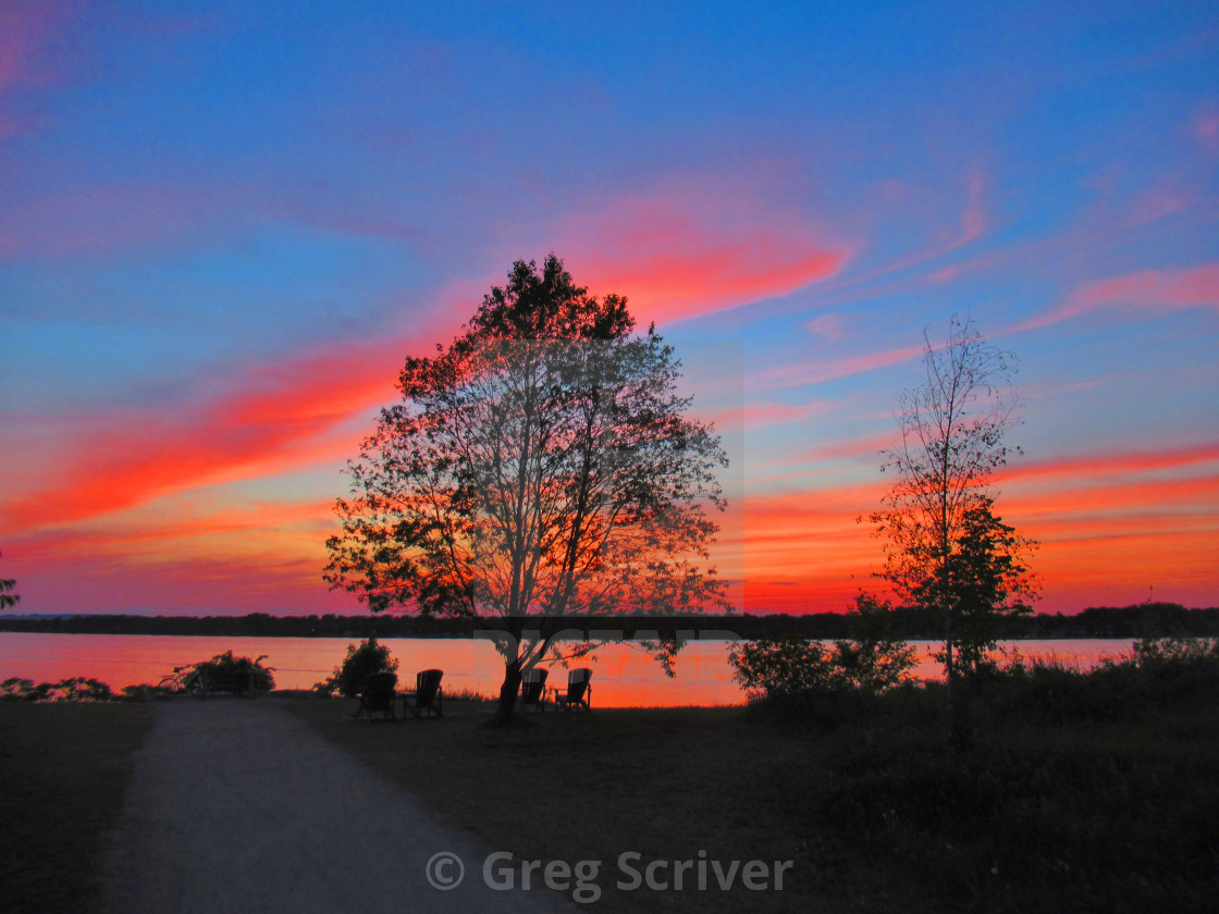 "Red - Orange Sunset glow reflection" stock image