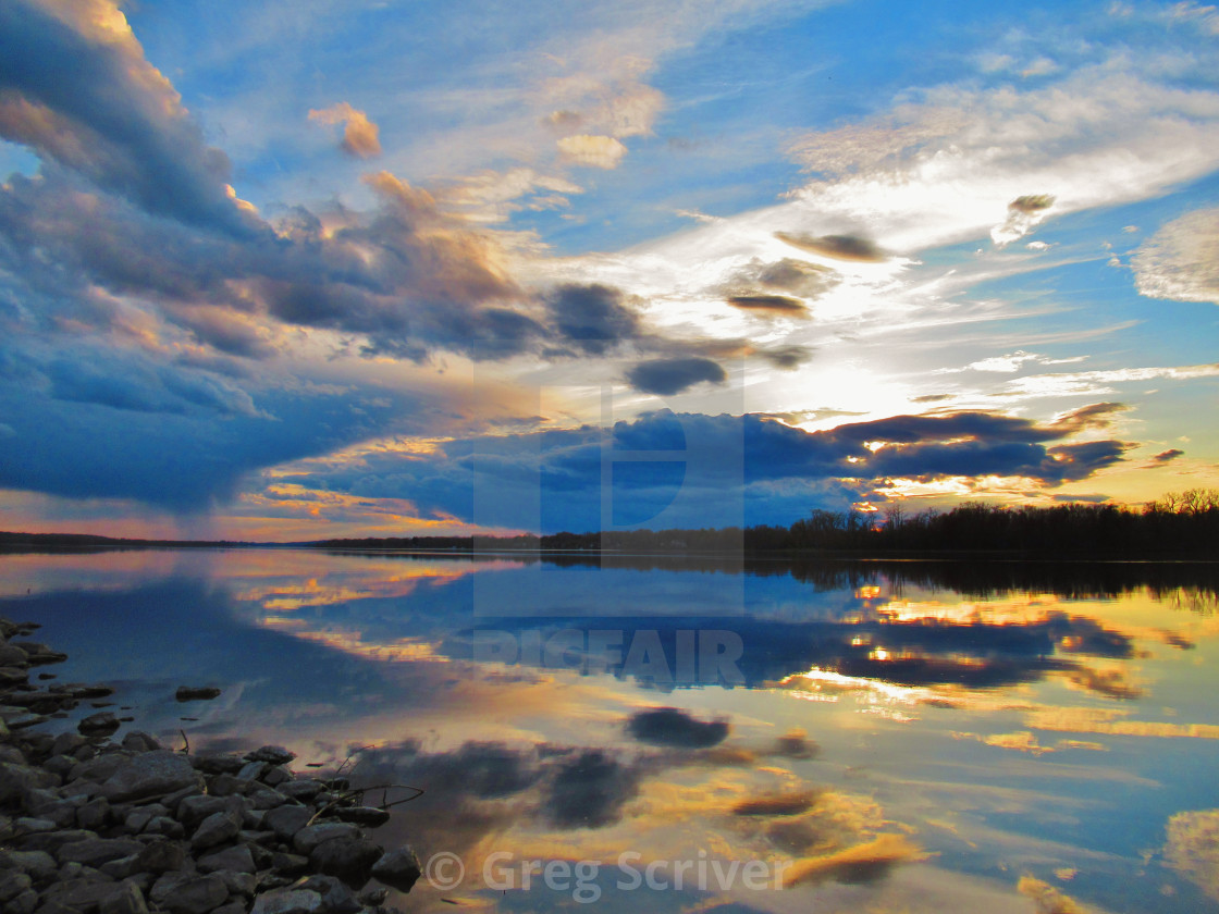 "Sunset Mirror Reflection" stock image