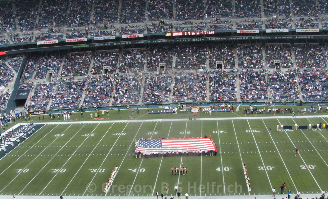 "Flag Drawn Onto Seahawks Field" stock image