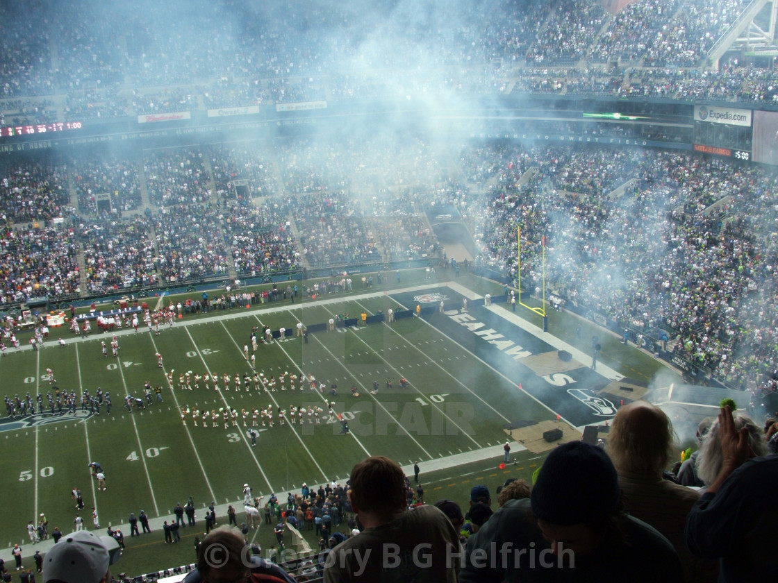 "Clearing Smoke At Seahawks Game" stock image