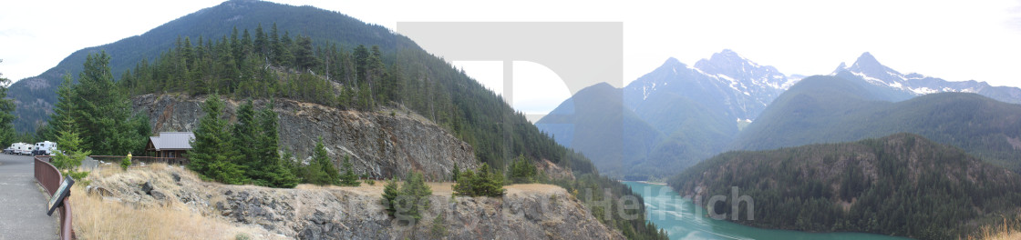 "Ross Lake In Cascade National Park in Panoramic View" stock image