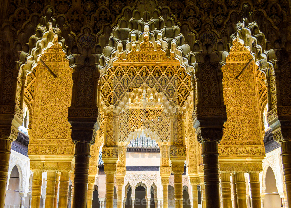 "COURT OF THE LIONS PAVILION" stock image